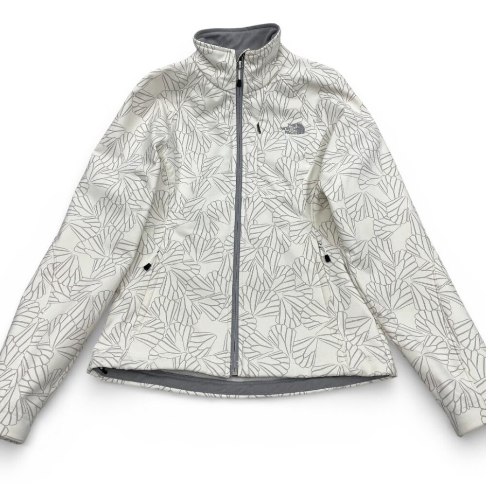 The North Face SoftShell Ivory White Floral Print Stretch Zip Jacket Women's S